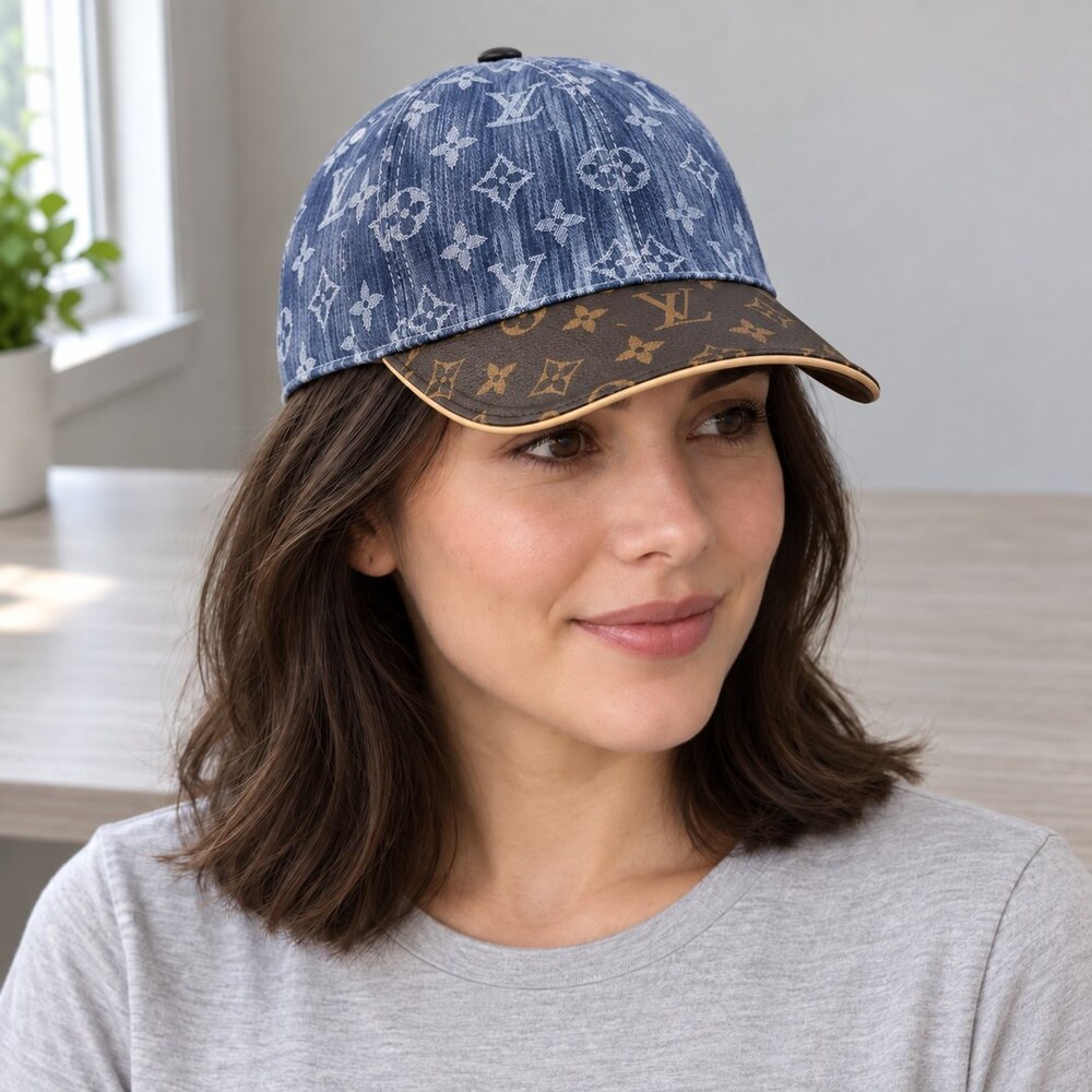 Louis Vuitton Blue Brown Monogram Cap - Picture 2 of 6